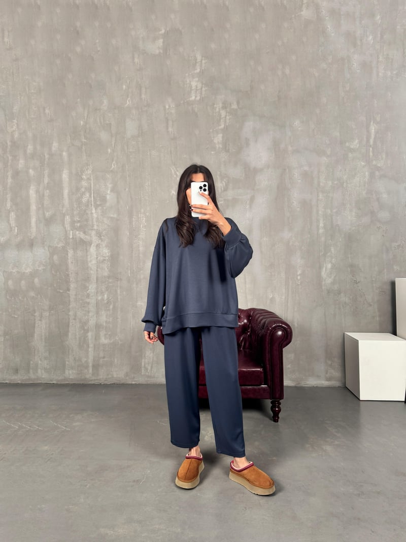 Serge Antrasit Oys Kumaş Oversize İkili Takım 