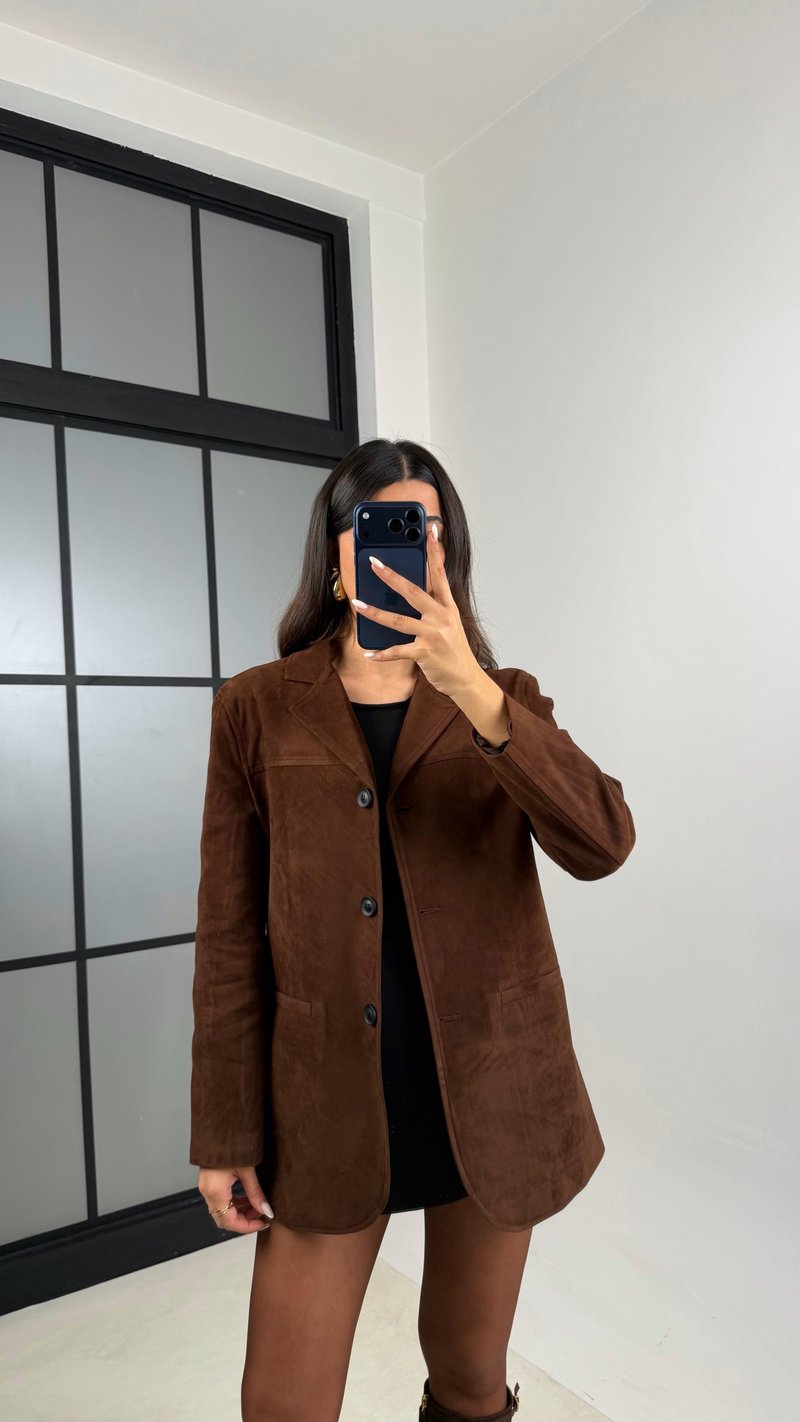 Kahve Astarlı Blazer Süet Ceket GAUS-00605