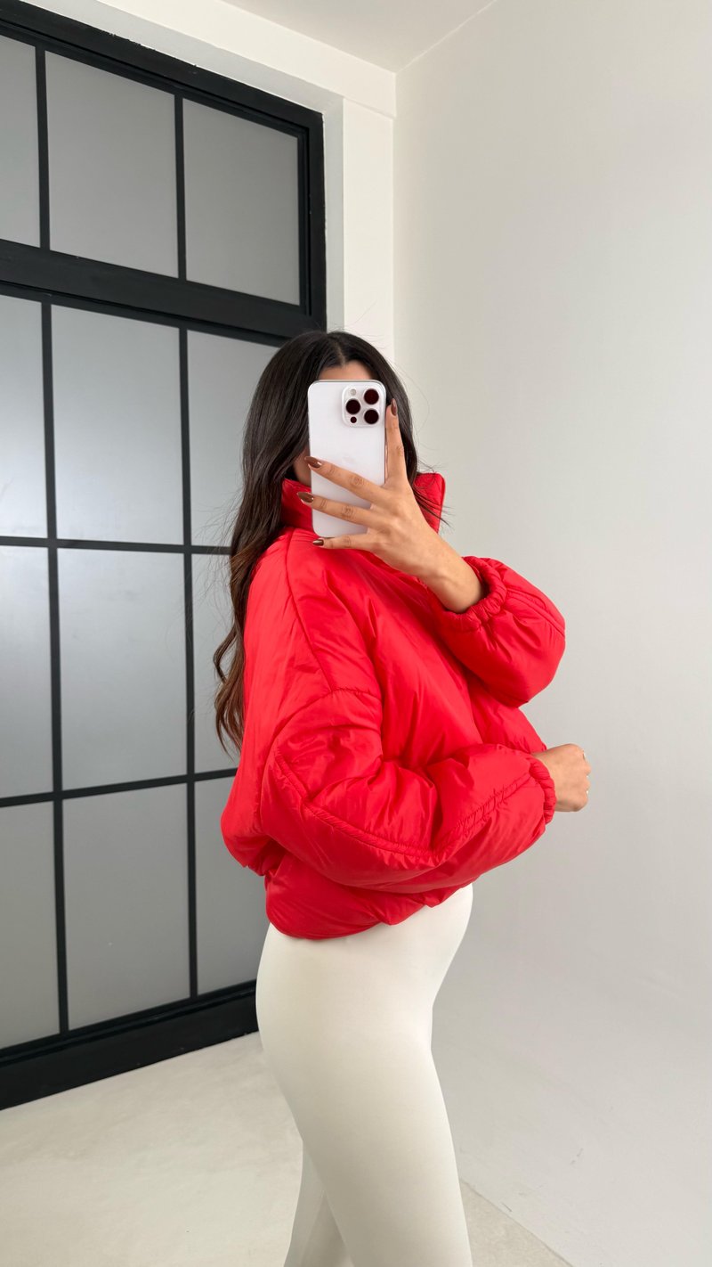 Kırmızı Kısa Şişme Mont GAUS-00137