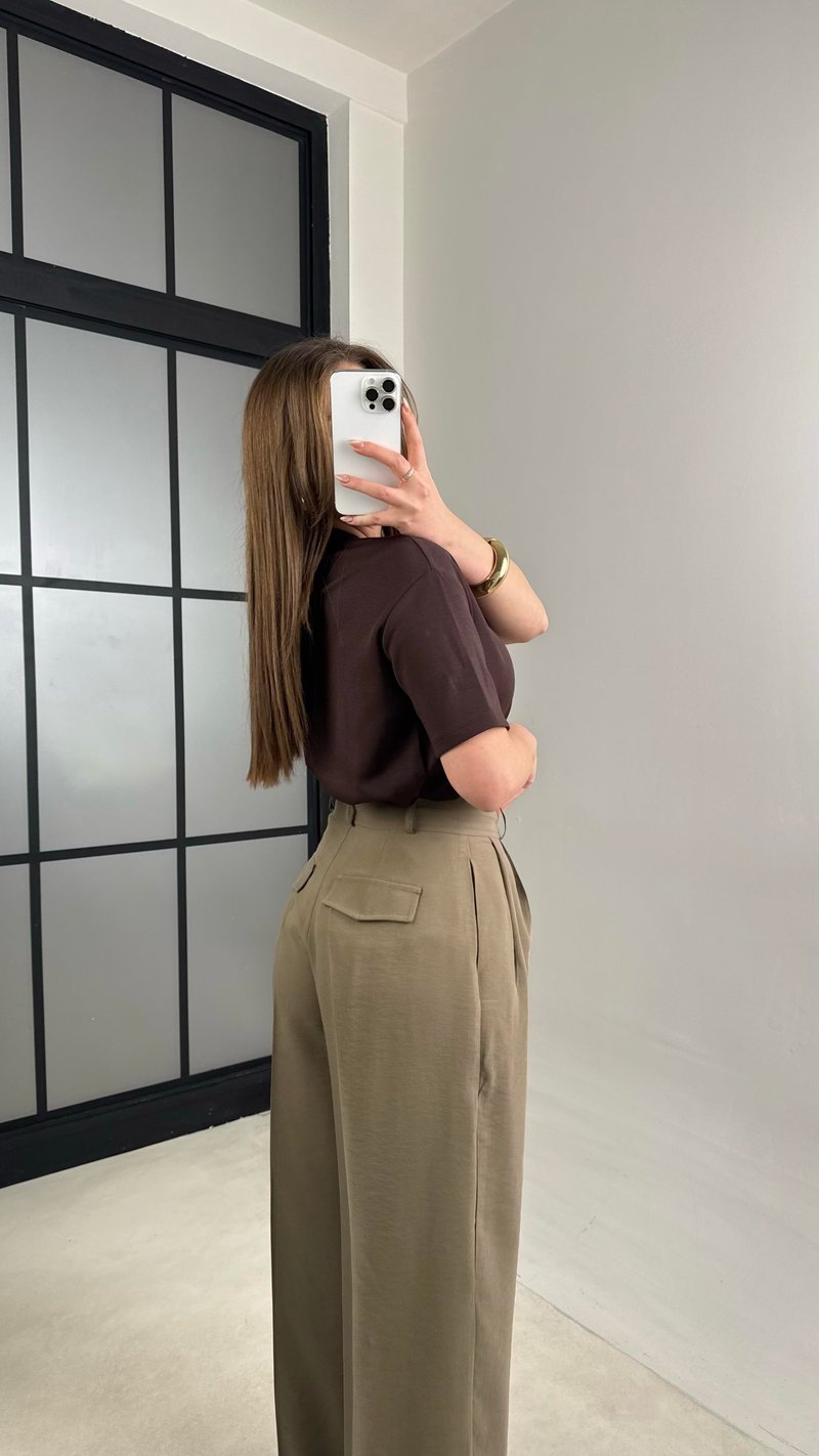 Haki Cep Detaylı Tencel Pantolon GAUS-00992