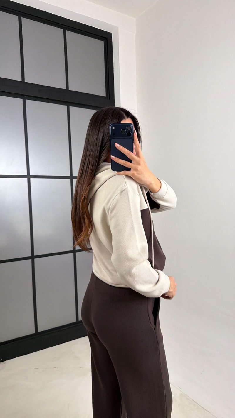 Acı Kahve Hırka Beli Lastikli Pantolon İkili Selanik Kumaş Takım GAUS-00800