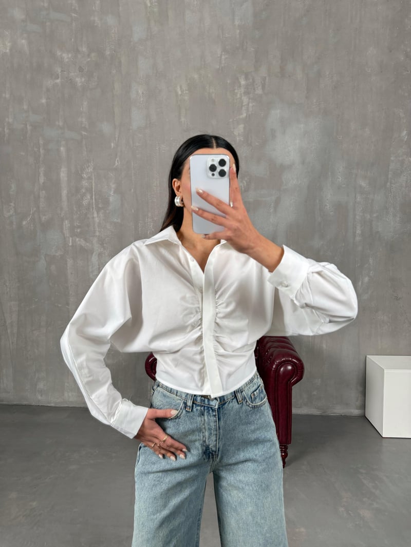 Sora White Hidden Button Shirt