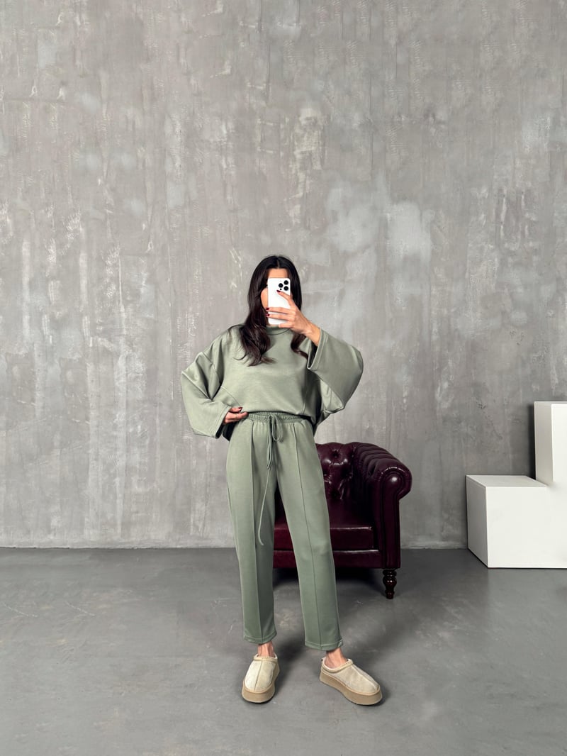 Wax Yeşil Modal Kumaş Takım