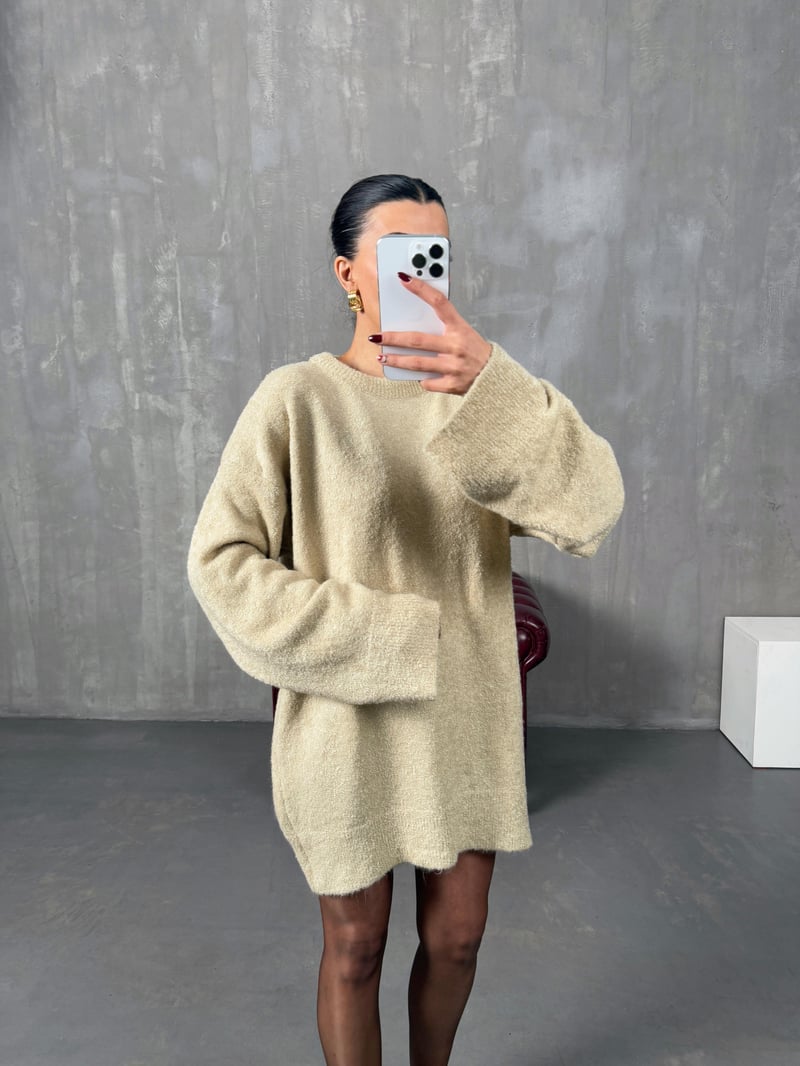 Arow Sütlü Kahve Triko Oversize Kazak