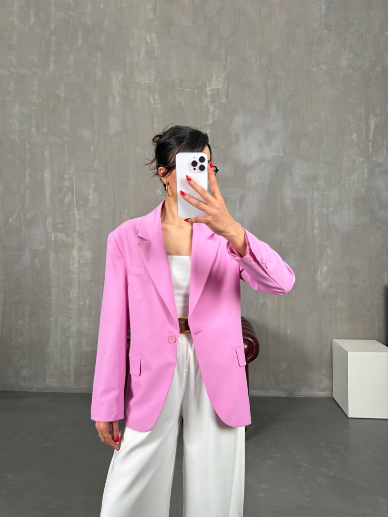 Pembe Astarlı Blazer Ceket Gaus00216