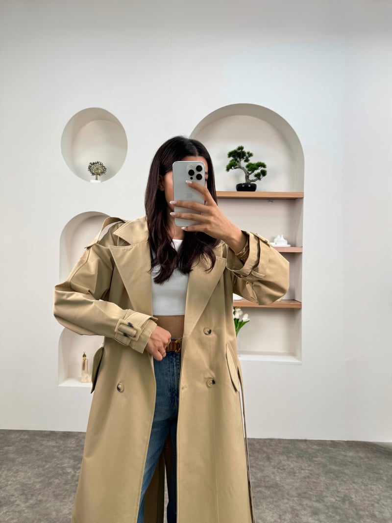 Zaria Camel Kemerli Astarsız Trençkot