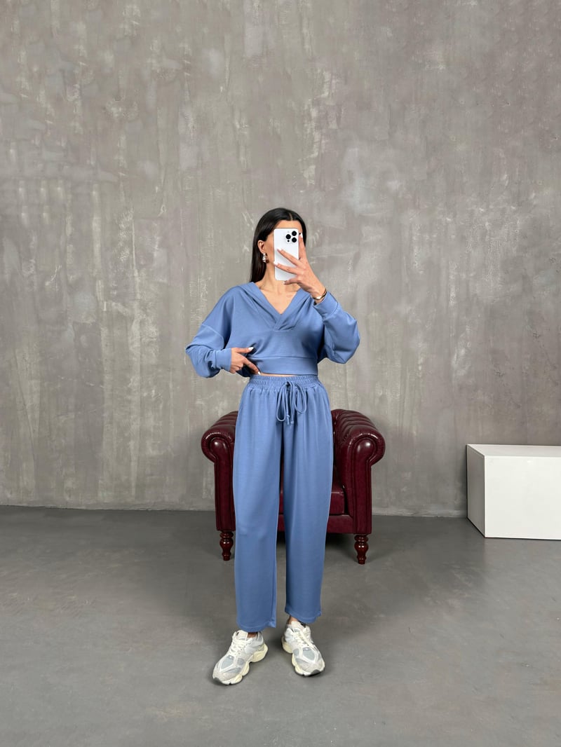 Davin Blue Hooded Premium Modal Set