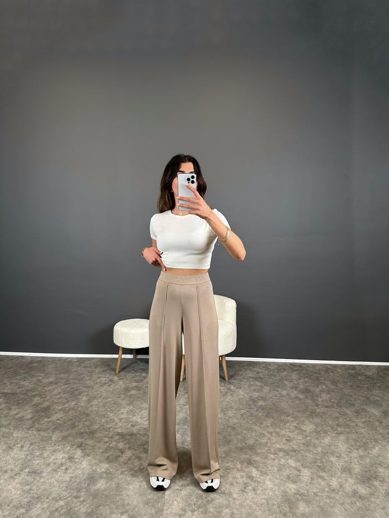 Cleo Açık Vizon Bol Kesim Modal Kumaş Pantolon