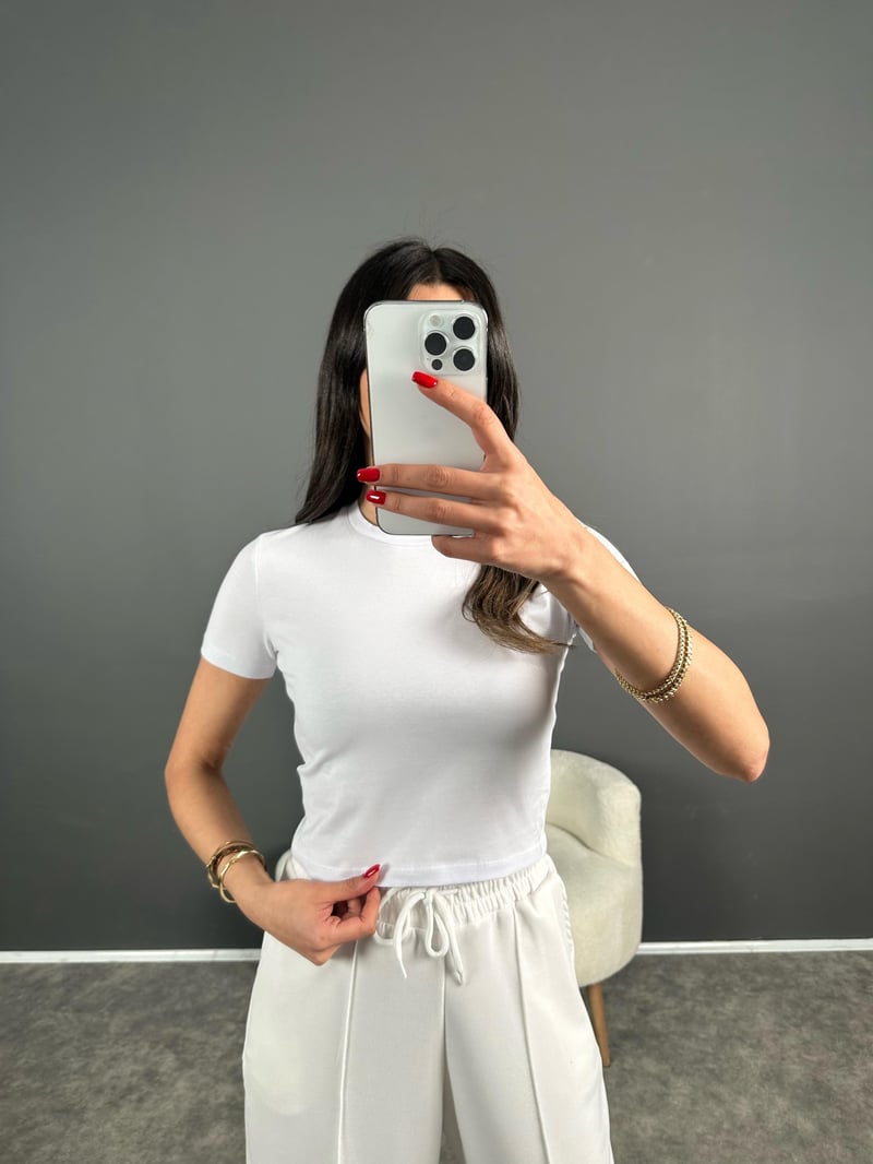 AS Beyaz Yeşili Crop T-shirtGausTSHIRTGU007910