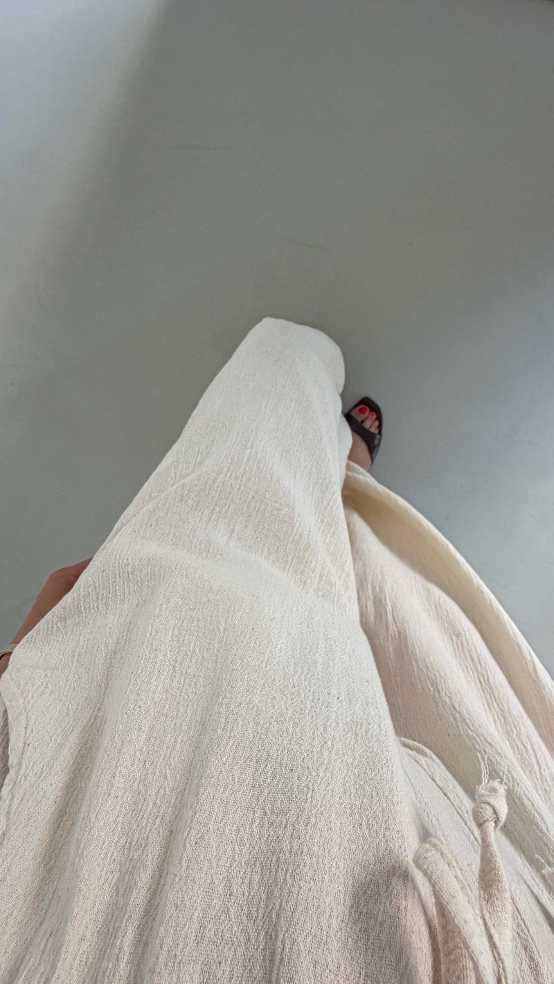 Taş Boncuk İpli Keten Şalvar Pantolon GAUS-01858