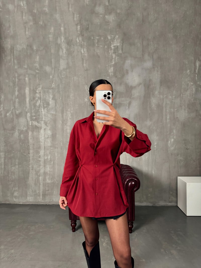 Athen Bordo ZR Model Oversize Tasarım Gömlek