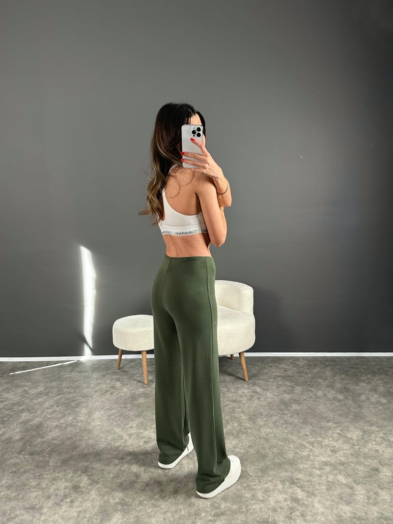 Haki Çımalı Modal Pantolon 