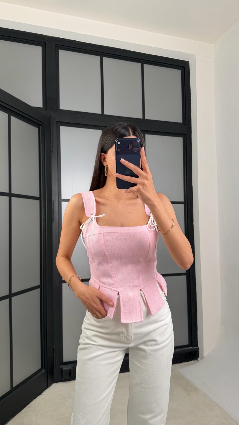 Pembe İp Detaylı Korse GAUS-01426