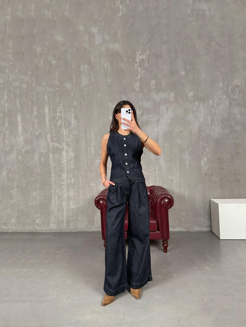 Rolfi Lacivert ZR Muadil Yelek Pantolon Denim Takım