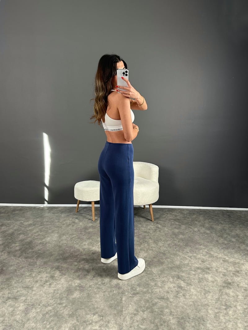 Mavi Çımalı Modal Pantolon