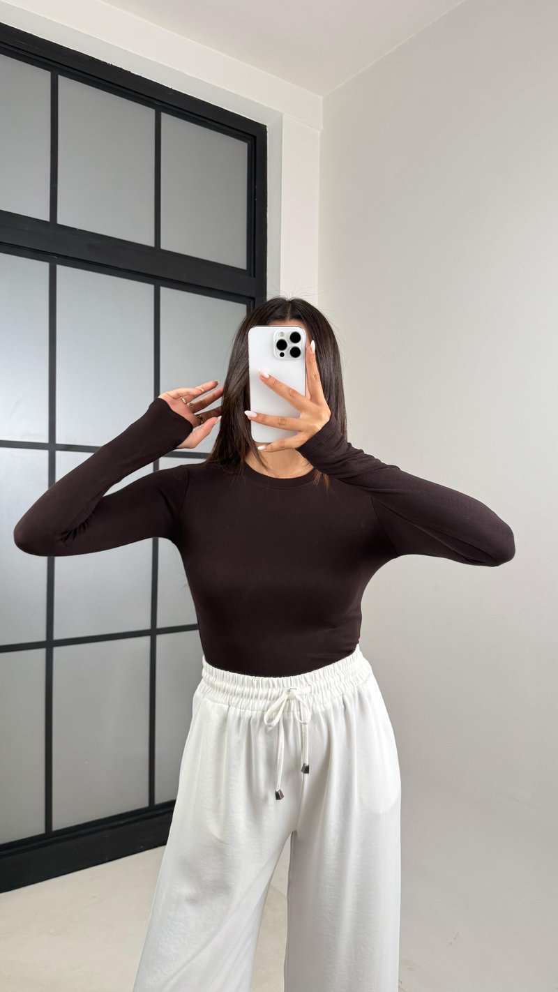 Acı Kahve OYS Muadil Parmak Geçirmeli Basic Bluz GAUS-00506