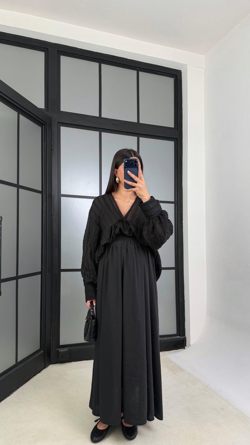 Siyah Beli Lastikli Cepli Tencel Etek GAUS-01203