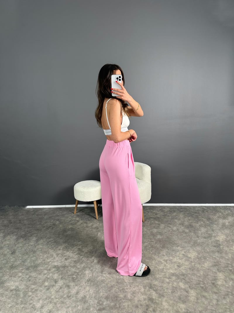 Anja Pembe Pike Modal Kumaş Pantolon 