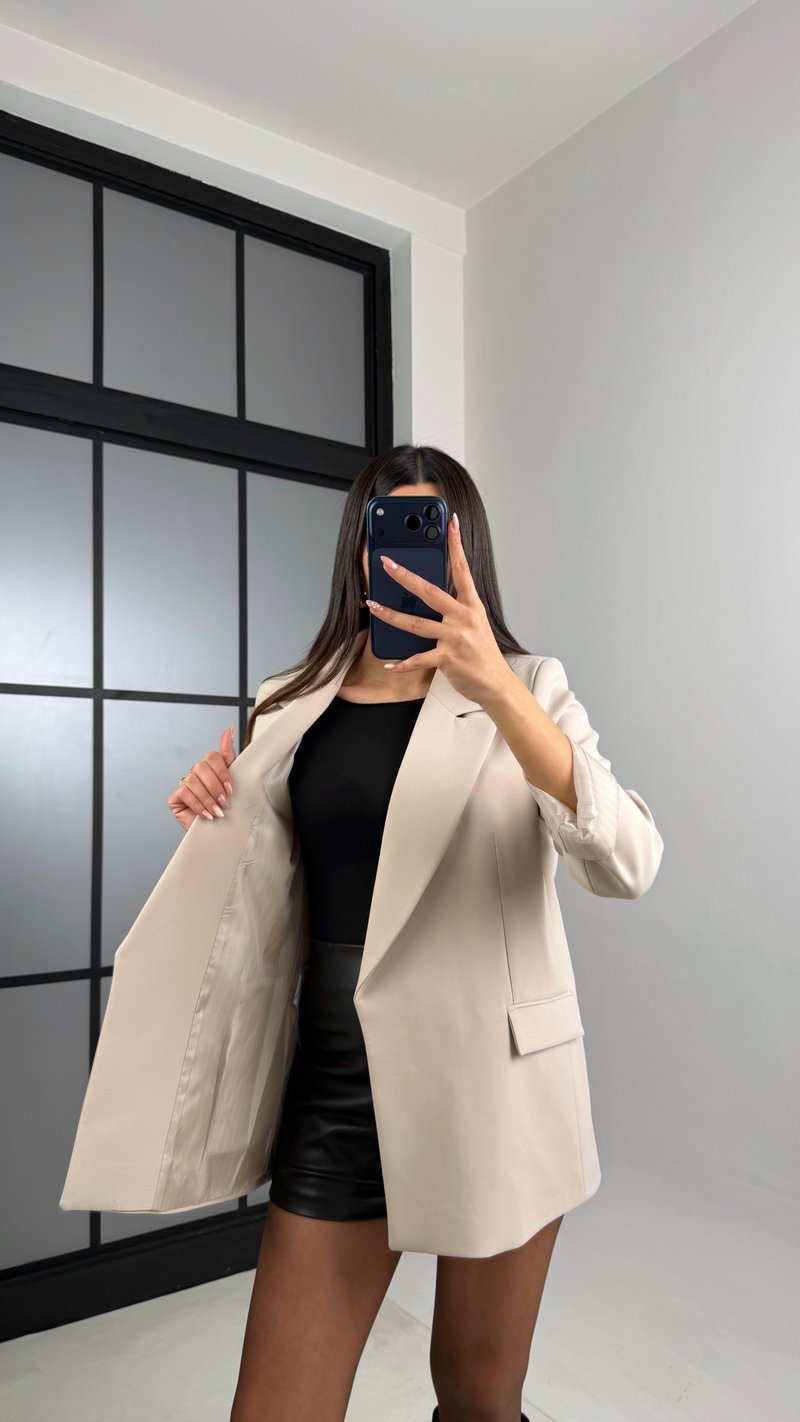 Taş Astarlı Vatkalı Cep Detaylı Blazer Ceket GAUS-00850