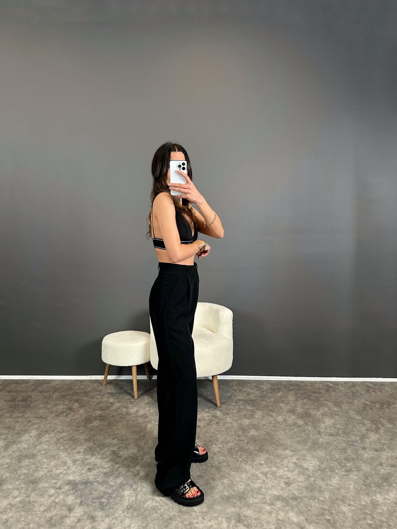 Tensel Siyah Palazzo Pantolon