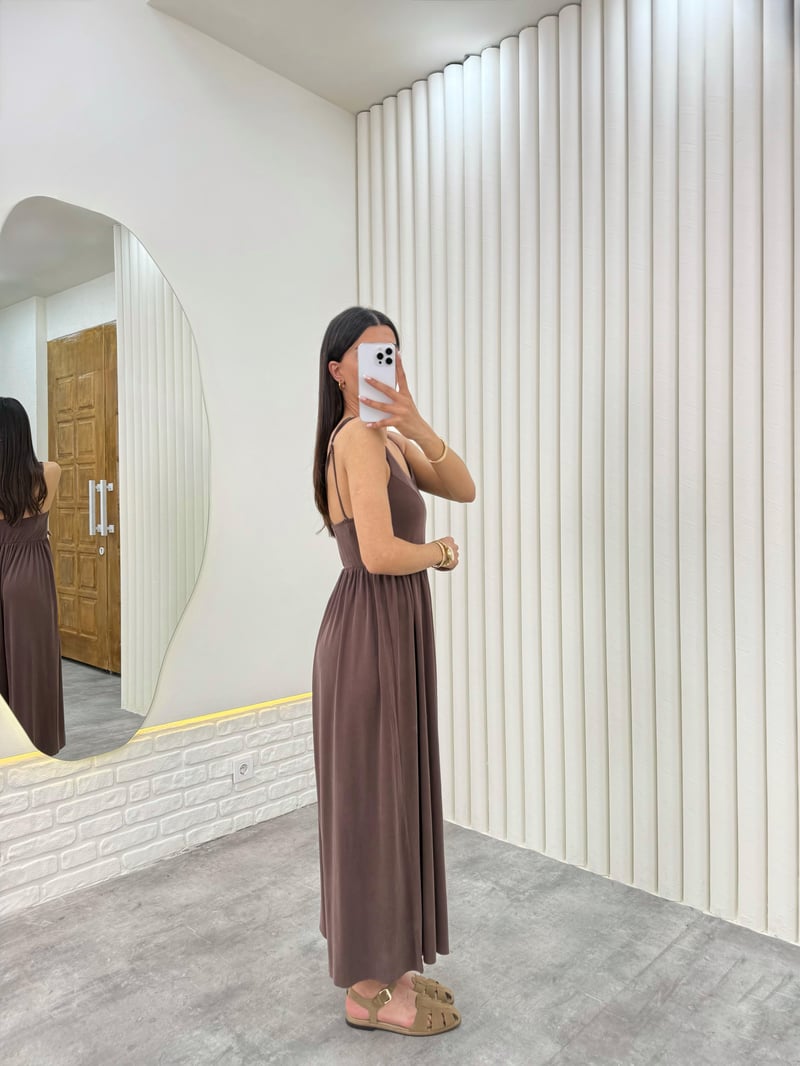 Kahve Askısı Ayarlanabilir Moda Kumaş Tulum Gaus00331