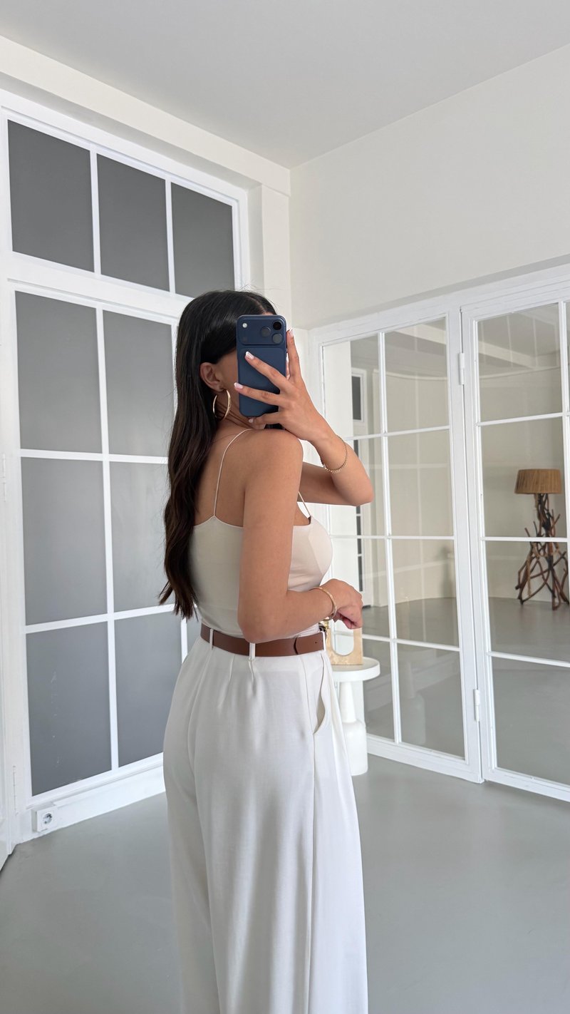 Ekru Kemerli Premium Pantolon GAUS-01667