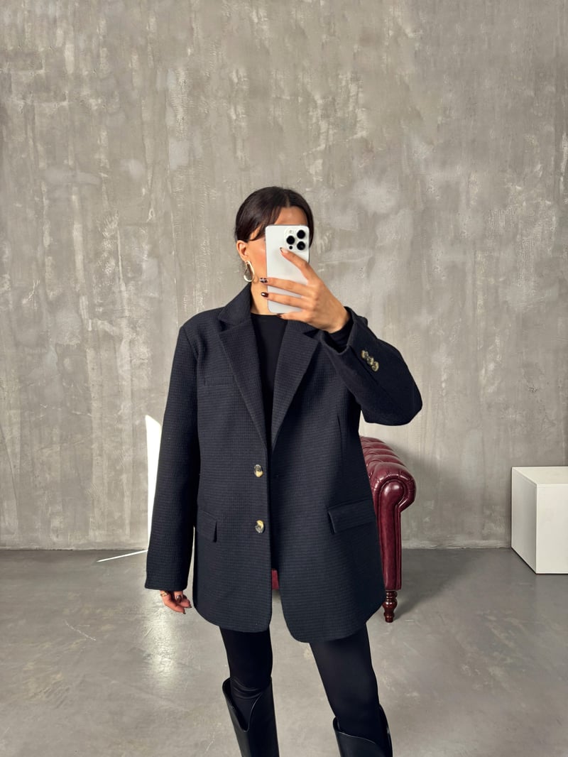 Dany Lacivert Astarlı Kaşe Blazer Ceket