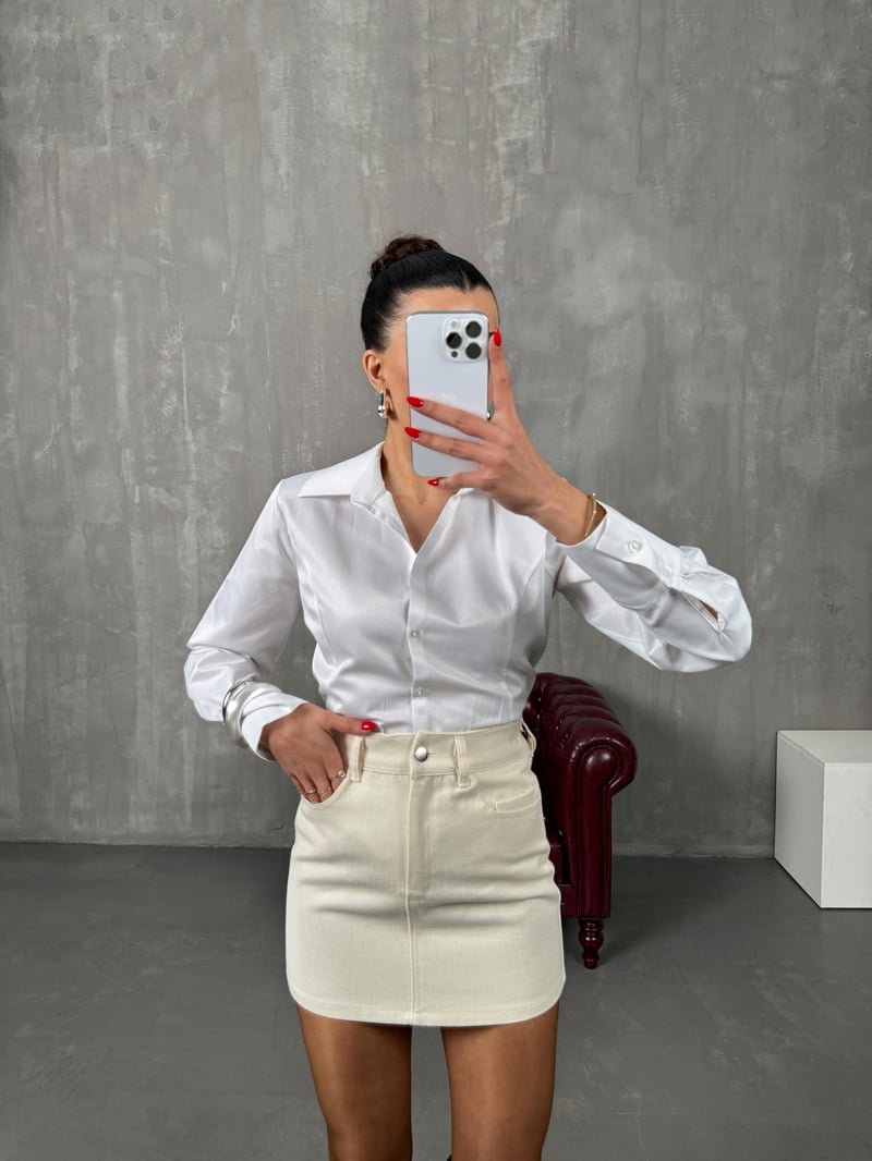 Hapel Ecru Gabardine Skirt 