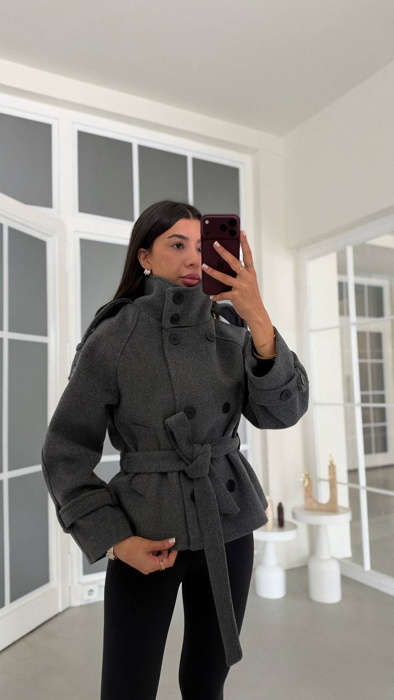 Antrasit Dik Yaka MD Muadil Astarlı Kaban GAUS-02366