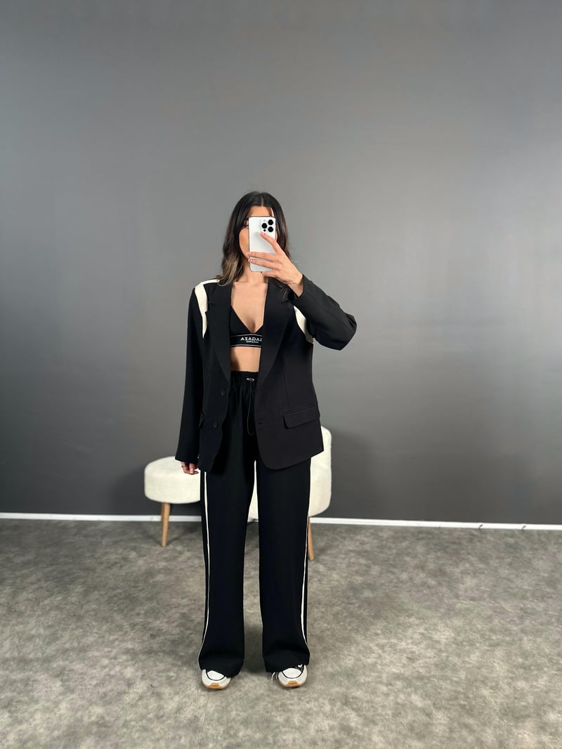 RY Premium Şeritli Blazer Ceket Pantolon Takım 