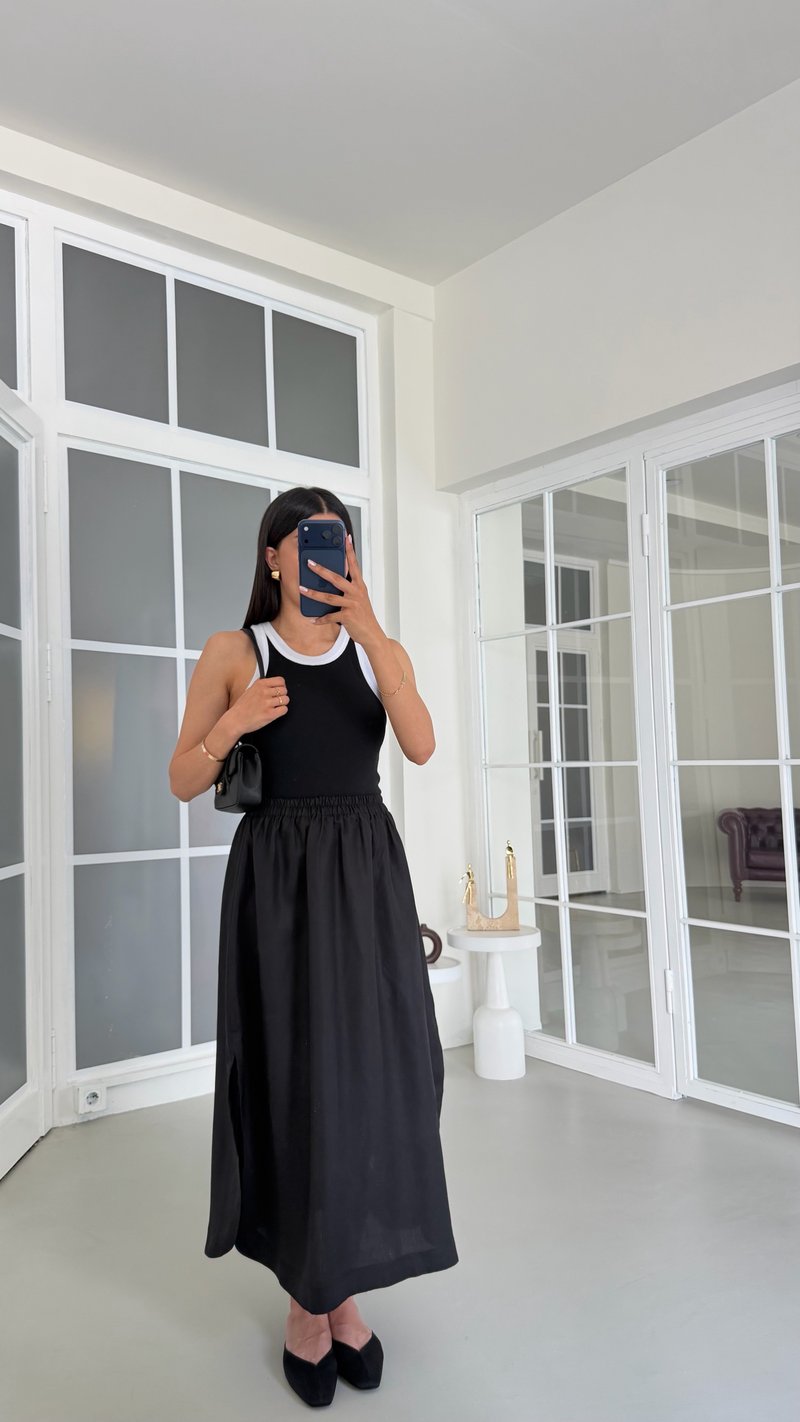 Siyah Beli Lastikli Basic Elbise GAUS-01779
