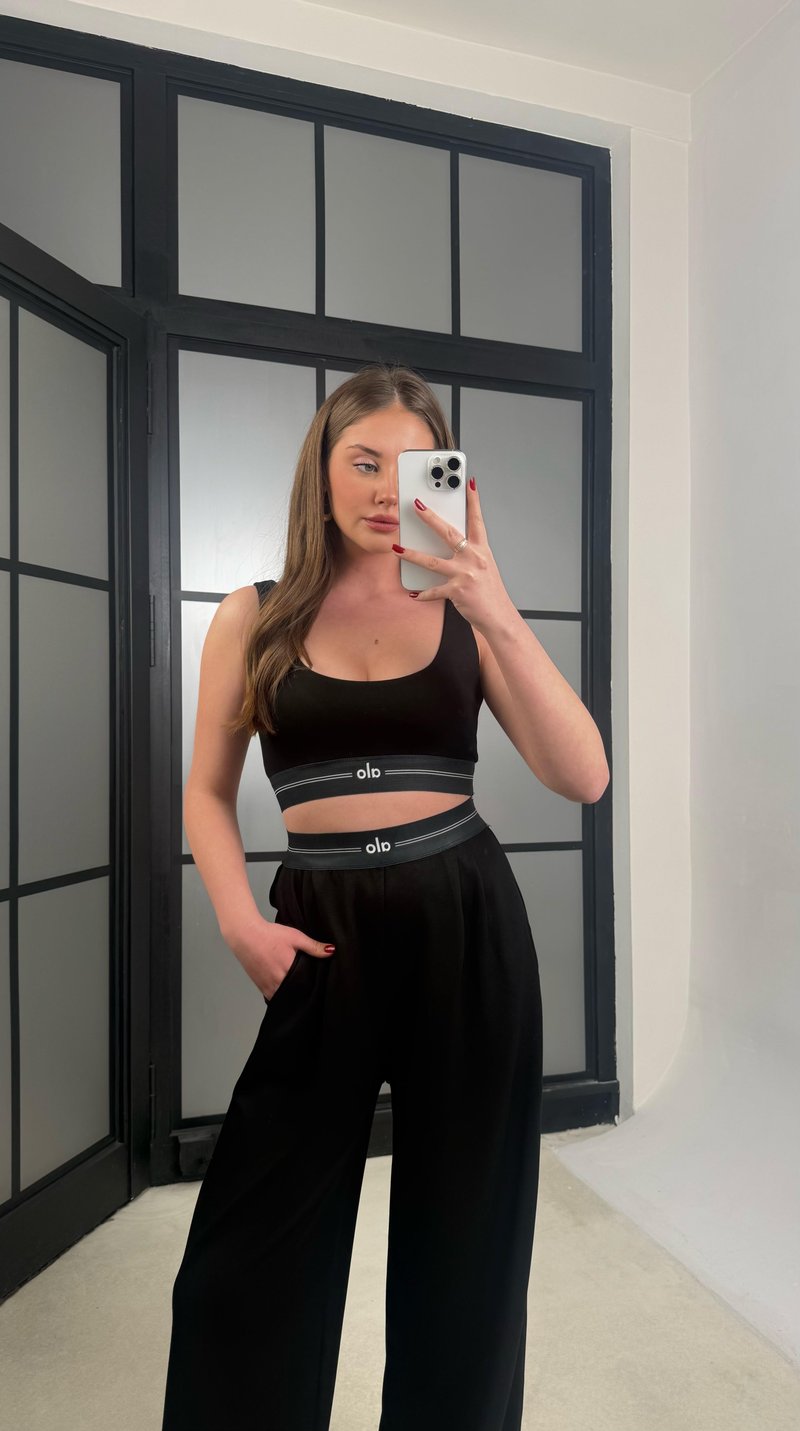 Siyah Crop Pantolon İkili Muadil Takım GAUS-01254