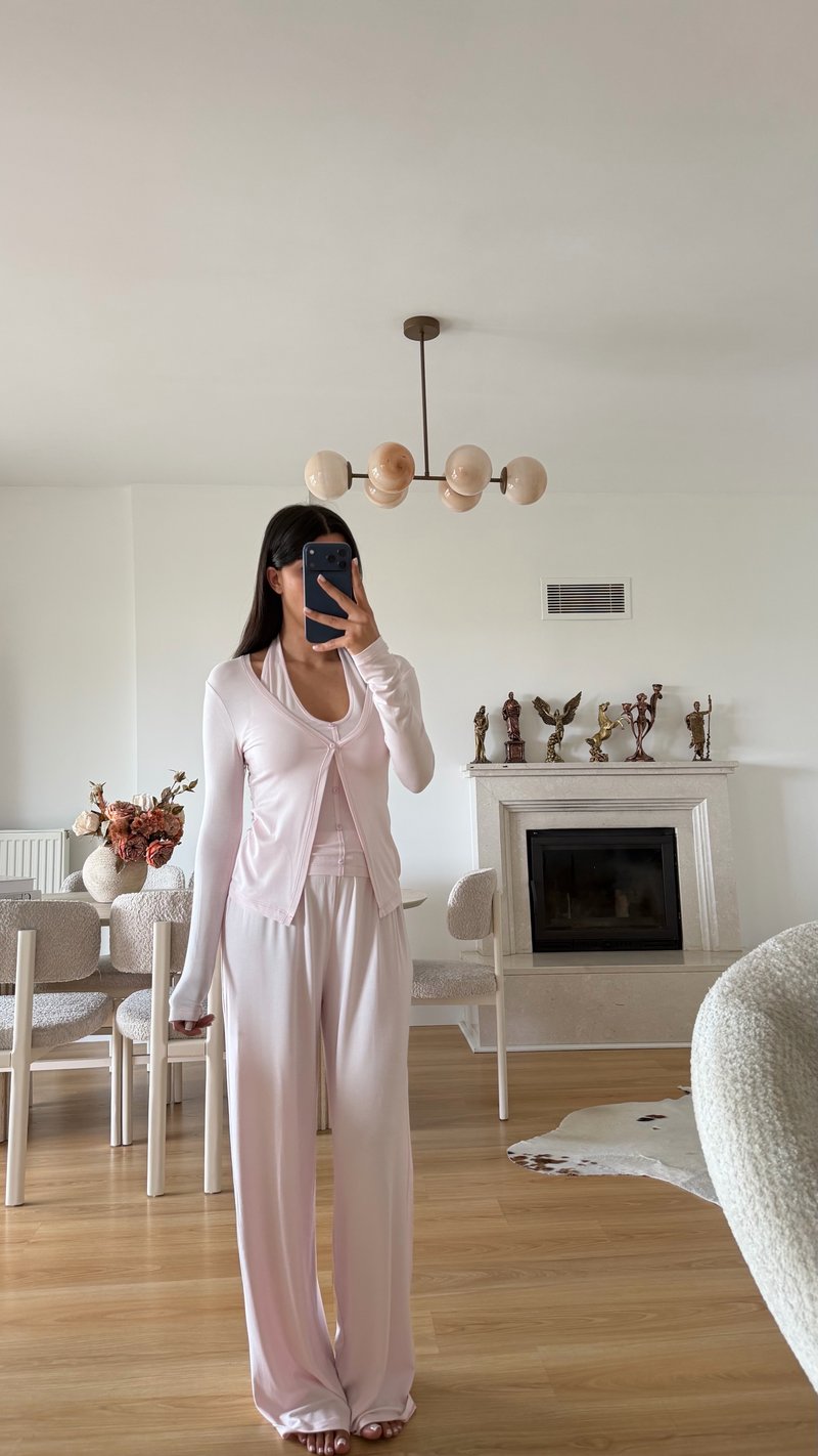 Pembe ZR Model Atlet Detaylı Hırka Pantolon İkli Takım GAUS-02100