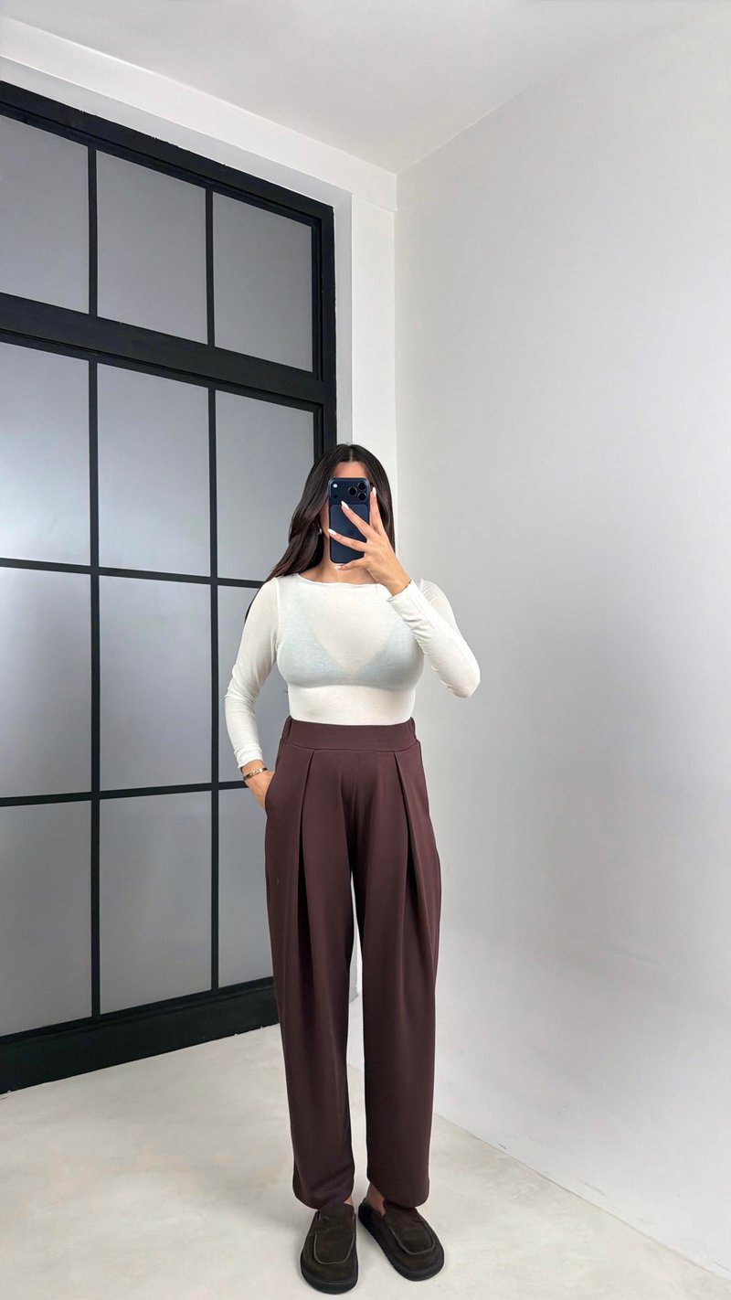 Kahve Beli Lastikli OYS Muadil Şalvar Modal Pantolon GAUS-00574