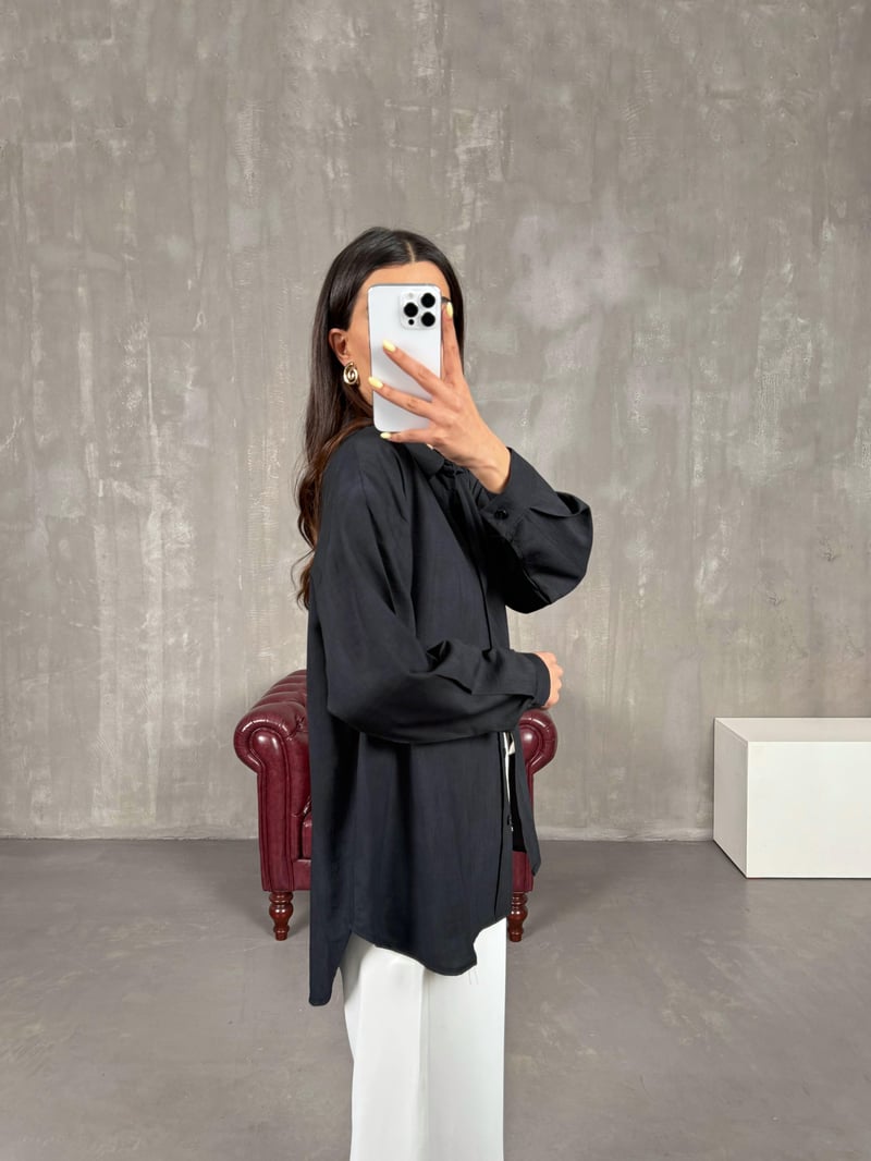 Siyah Oversize Gömlek Gaus00146