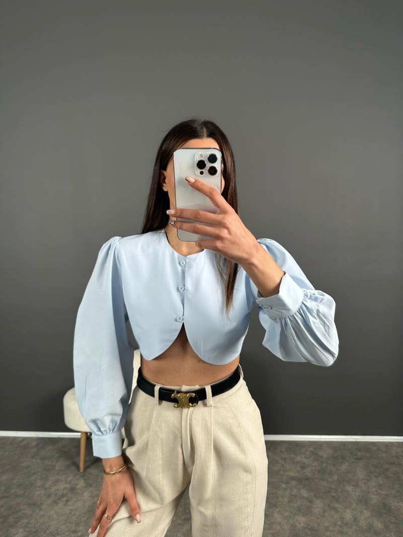Galen Bebe Mavisi Crop Gömlek