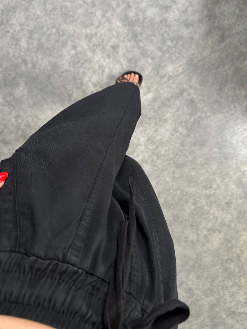 Rian Siyah Beli Lastikli Cepli Gabardin Pantolon