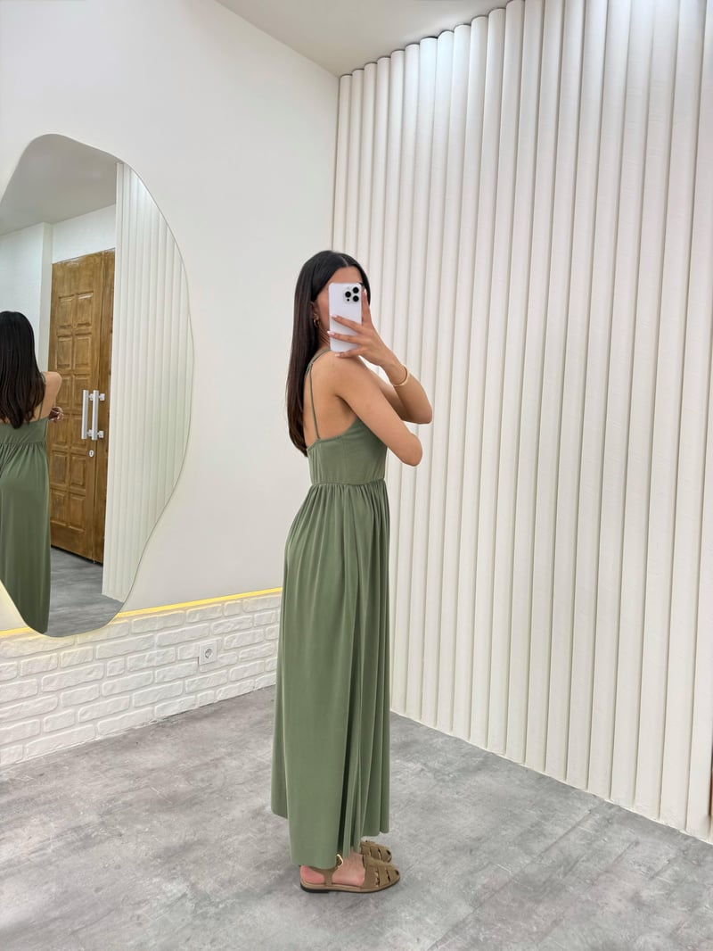 Yeşil Askısı Ayarlanabilir Modal Kumaş Tulum Gaus00331