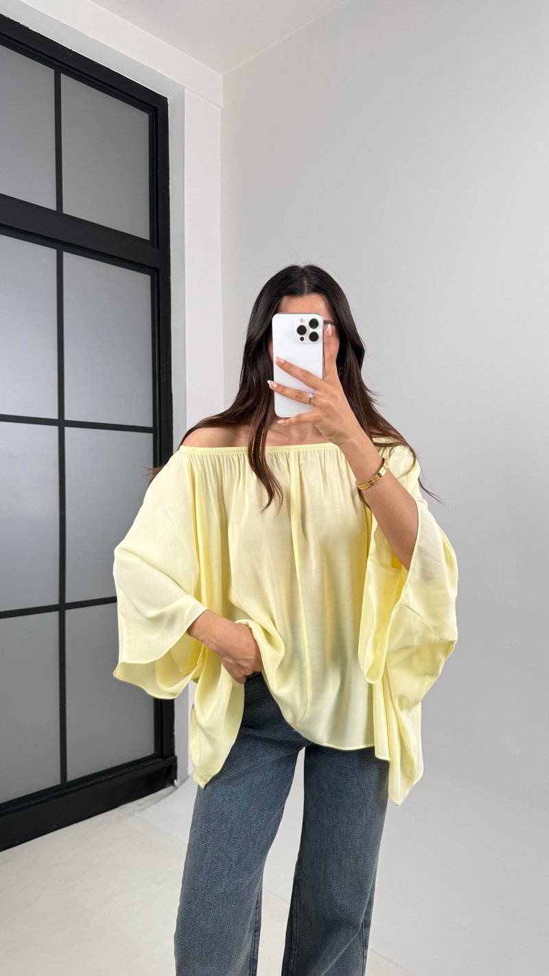 Sarı Yarasa Kol Şifon Bluz Gaus00574