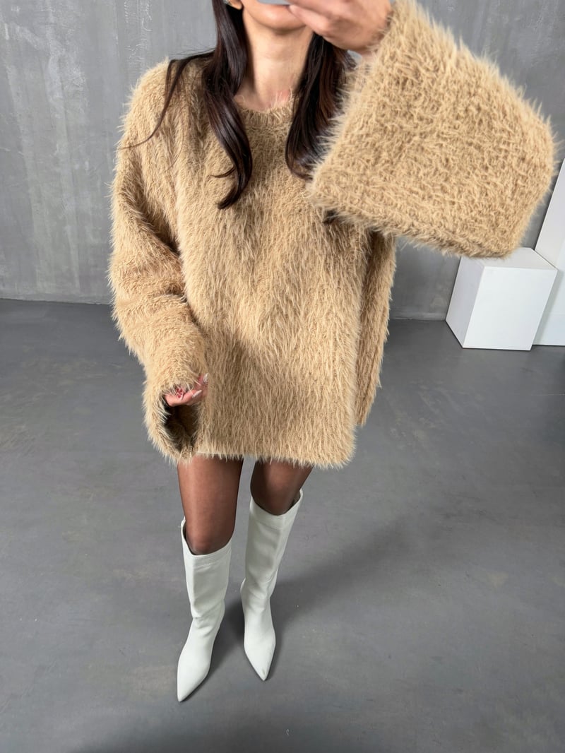 Endru Camel Sakallı Peluş Kazak