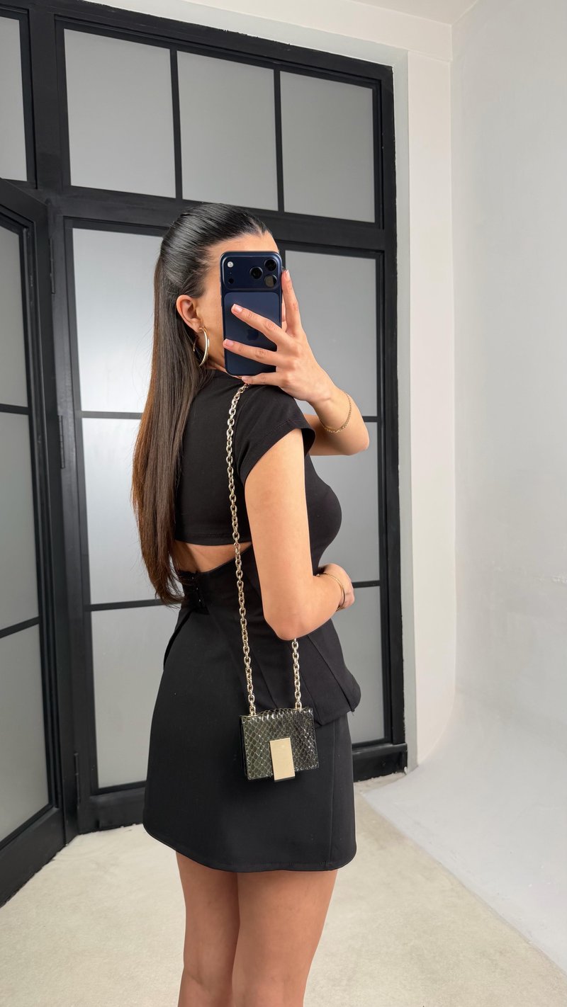 Siyah ZR Model Sırt Kancalı Tshirt GAUS-01410