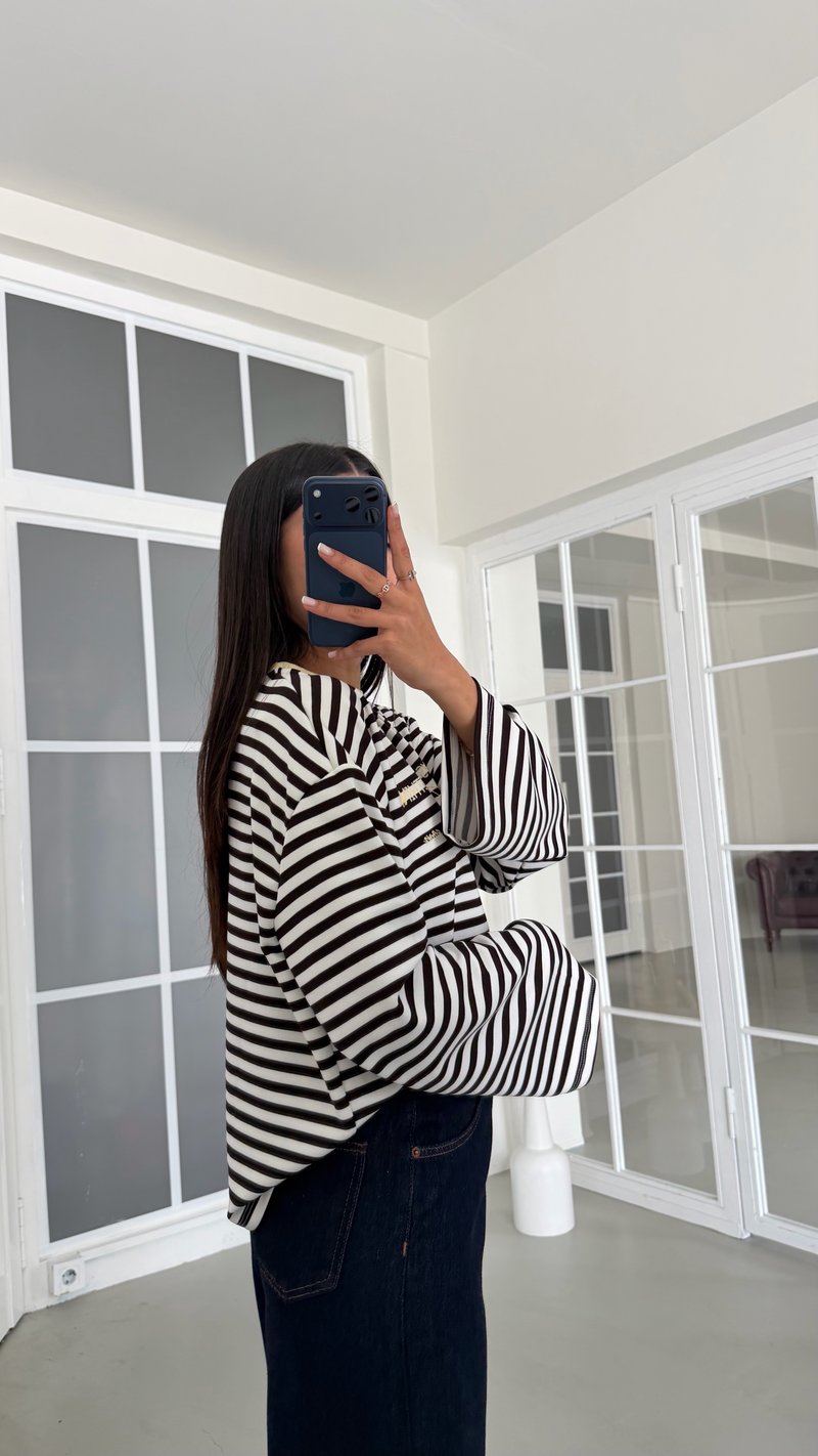 Sarı Şeritli Baskılı Modal Kumaş Sweatshirt GAUS-02121 GAUS-02196