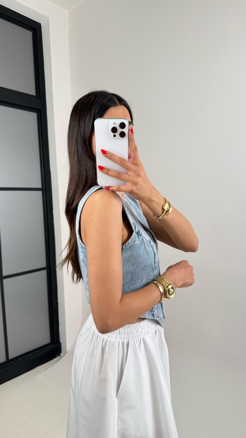 Açık Mavi Denim Muadil Yelek Gaus00487