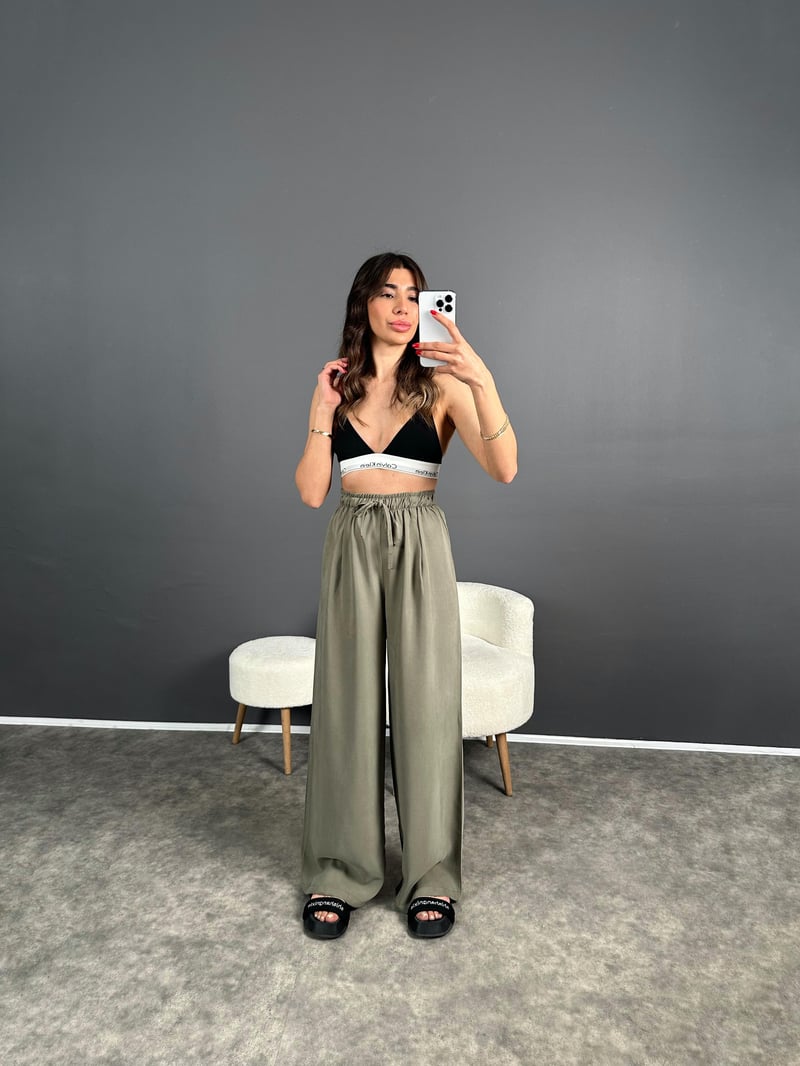 Raisa Haki Basic Beli Lastikli Pantolon
