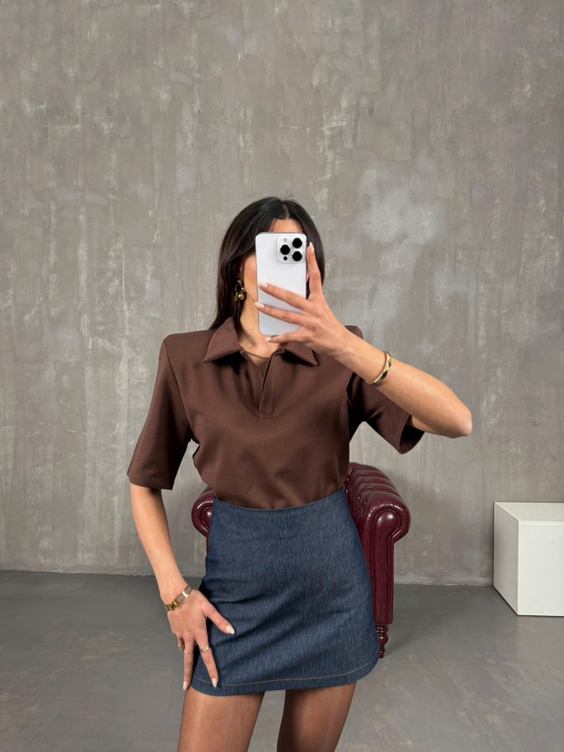 Pola Brown Big Stingray Polo Collar Tshirt
