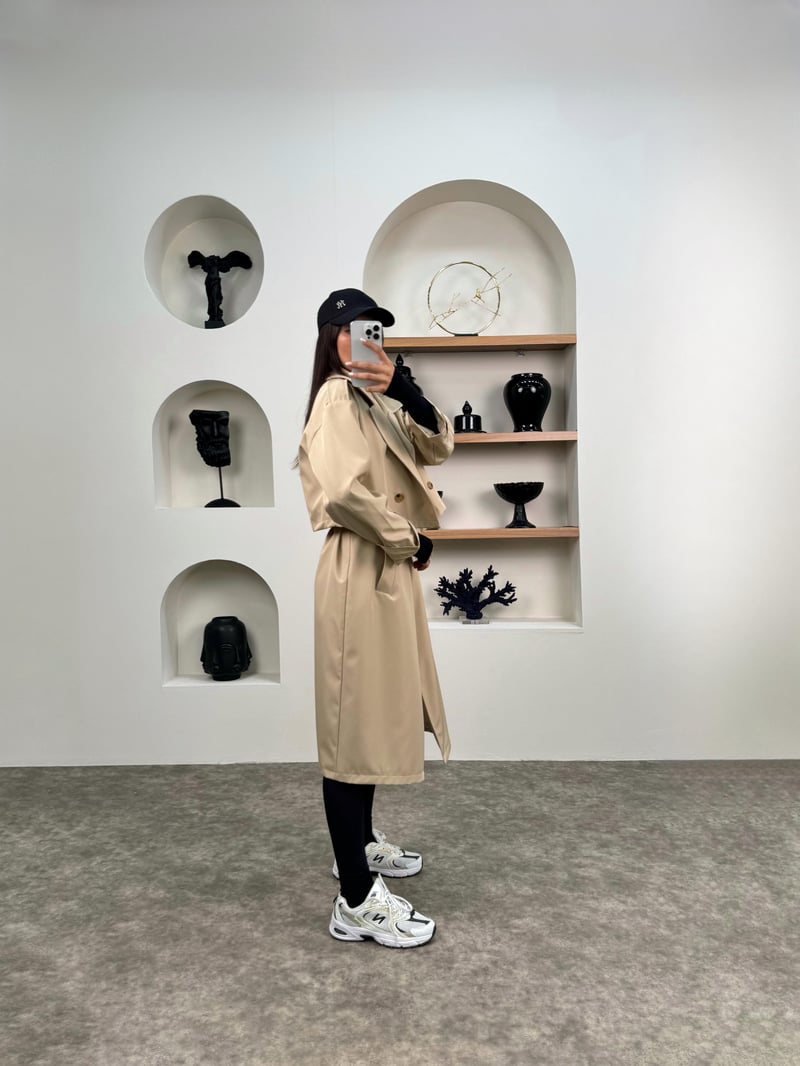 Espe Taş Premium Astarlı İkili Sihirli Trençkot