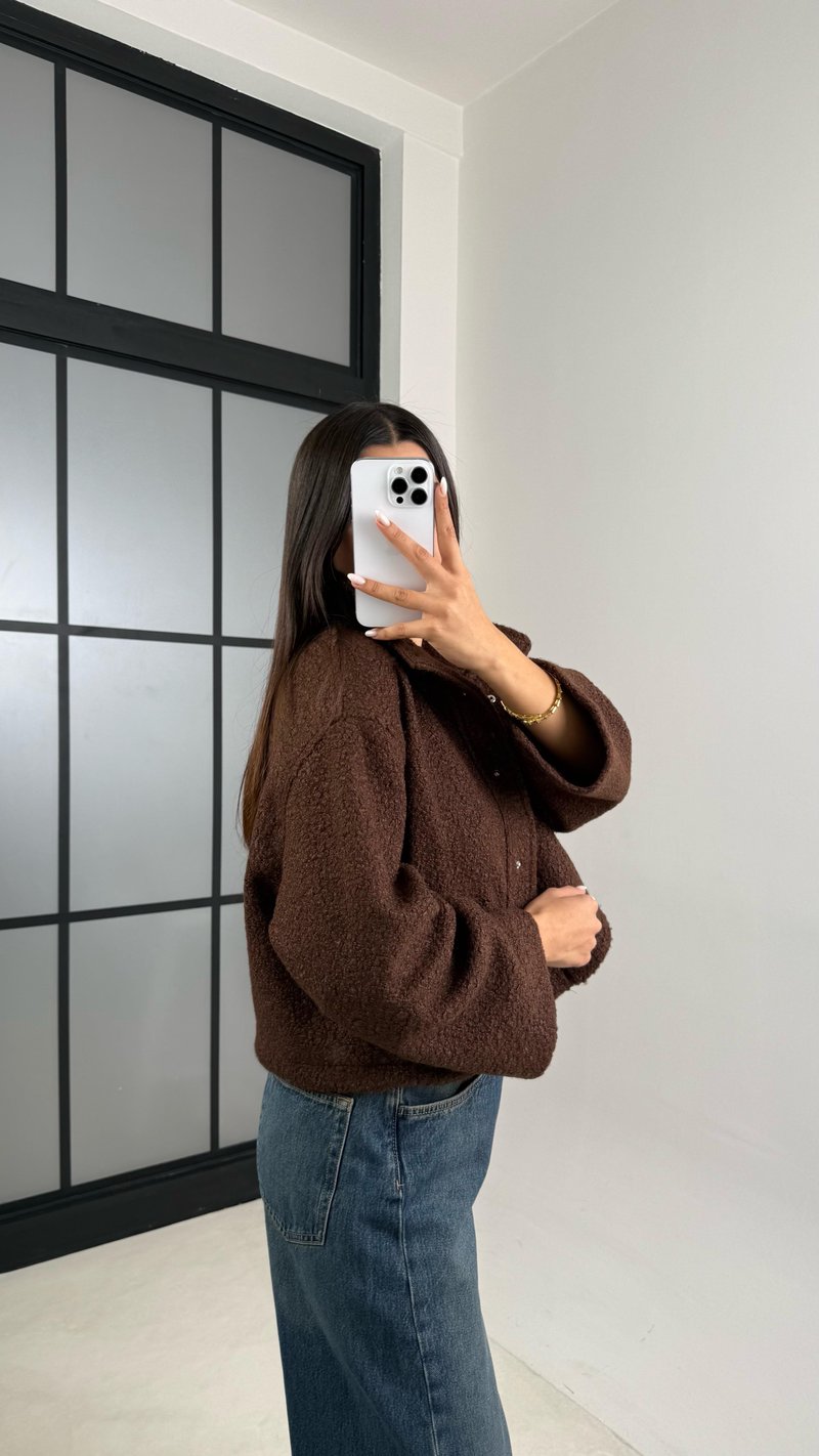 Kahve Cute MD Model Buklet Çıtçıt Düğmeli Ceket GAUS-00521