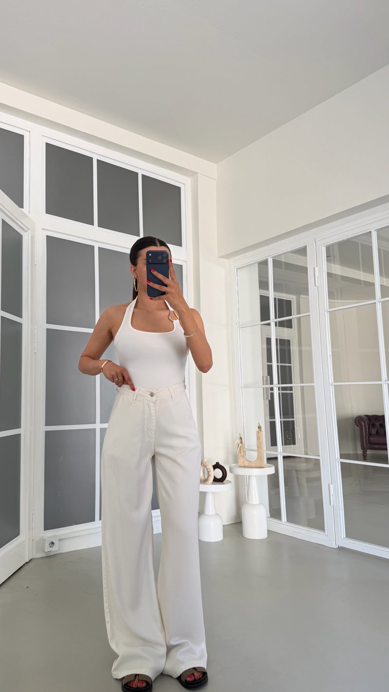 Ekru Yıkamalı Tencel Denim Pantolon GAUS-01786