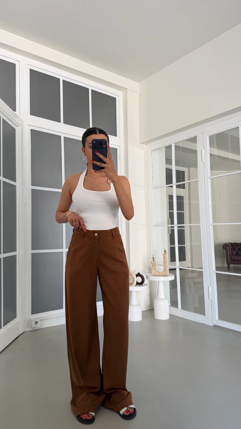 Taba Yıkamalı Tencel Denim Pantolon GAUS-01786