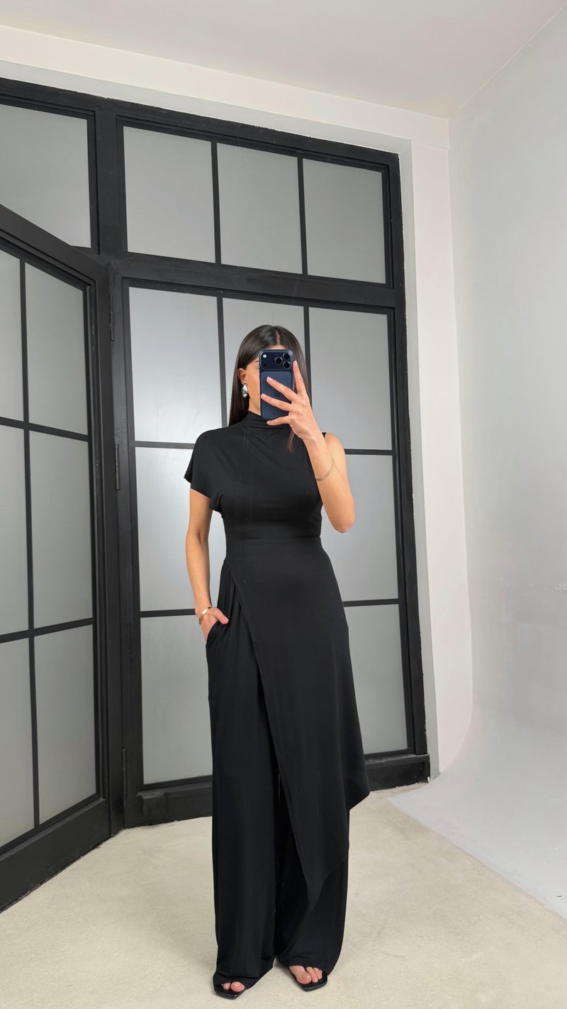 Siyah ZR Model Kaşmir Dokulu Bluz GAUS-01355
